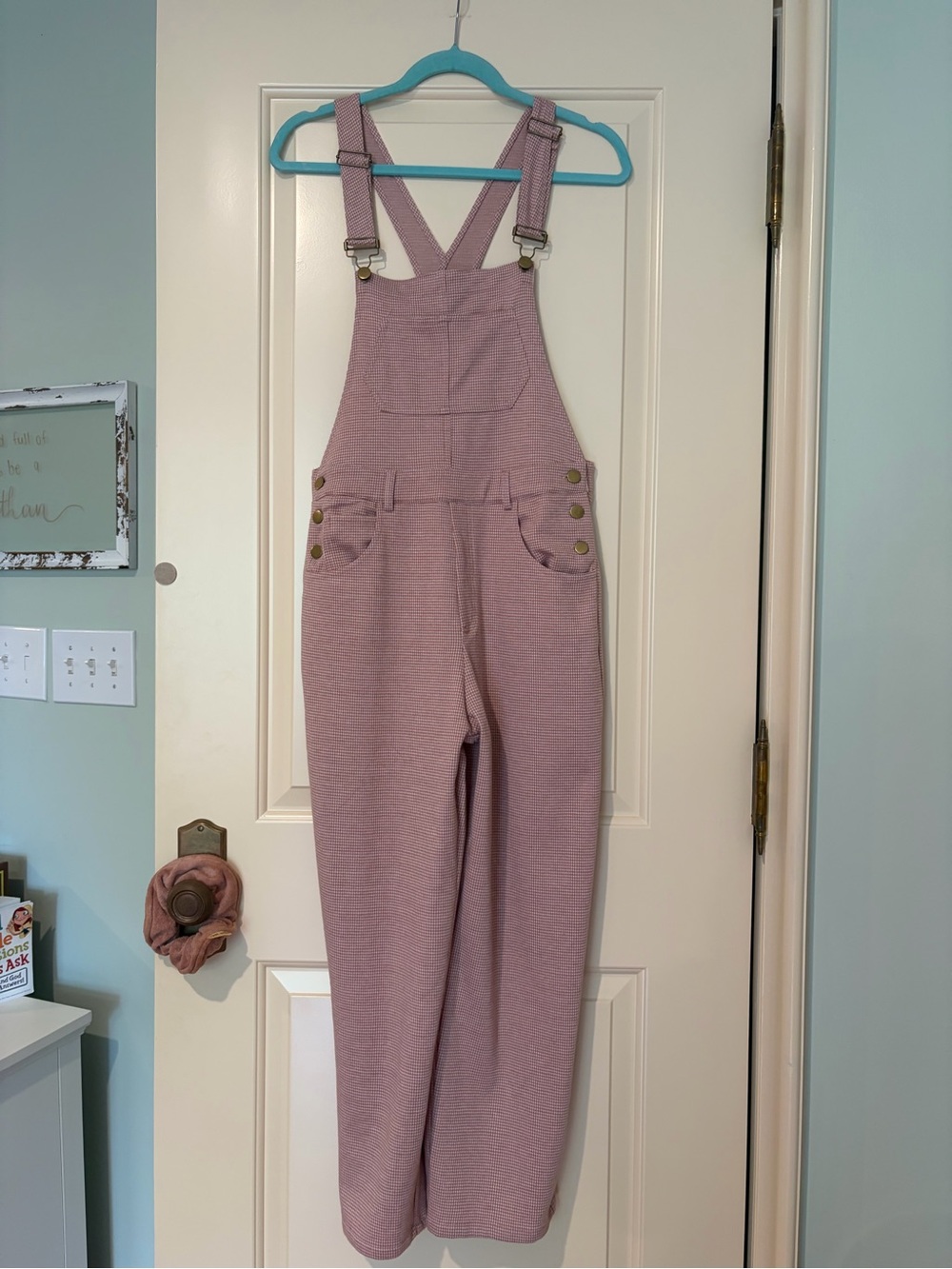 Polagram Pink Dusty Rose Houndstooth Overalls Size S
